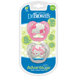 Set di 2 ciucci in silicone con cover Advantage Pink, 0-6 mesi, Dr Brown's