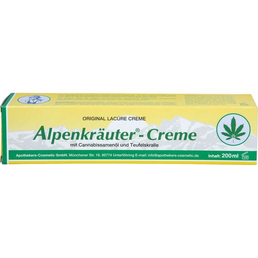 ALPENKRÄUTER Cream Lacure with cannabis oil and devil's crown 200 ml