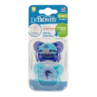 Set de 2 chupetes de silicona PreVent diseño Mariposa Azul, 0-6 meses, Dr Brown`s