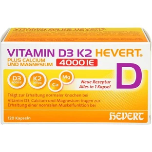 VITAMIN D3 K2 Hevert+Calcium u.Magnes.4000 IE Kps. 120 St.