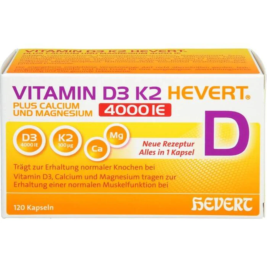 VITAMIN D3 K2 Hevert+Calcium u.Magnes.4000 IE Kps. 120 St.