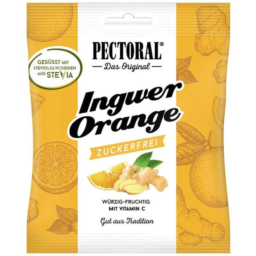 PECTORAL Caramelo de jengibre y naranja sin azúcar 60 g