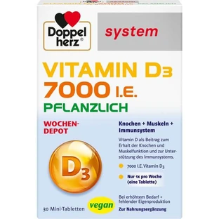 DOPPELHERZ Vitamin D3 7000 I.U. herbal sys.TAB 30 St.