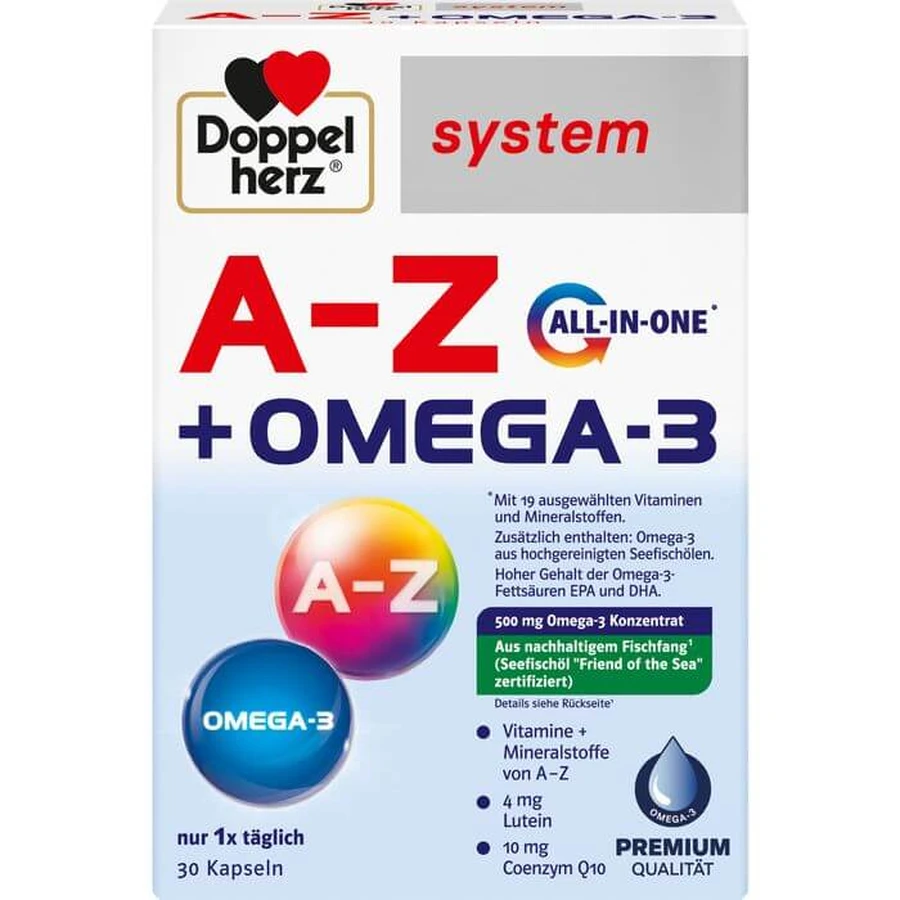 DOPPELHERZ A-Z+Omega-3 sistema todo en uno cápsulas 30 unid.