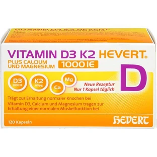 VITAMIN D3 K2 Hevert+Calcium u.Magnes.1000 IE Kps. 120 St.