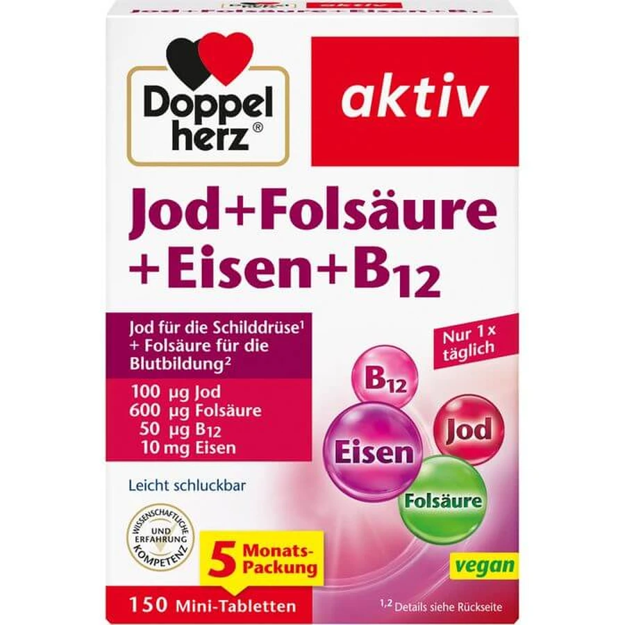 DOPPELHERZ Iodine+Folic Acid+Iron+B12 Tablets 150 Capsules