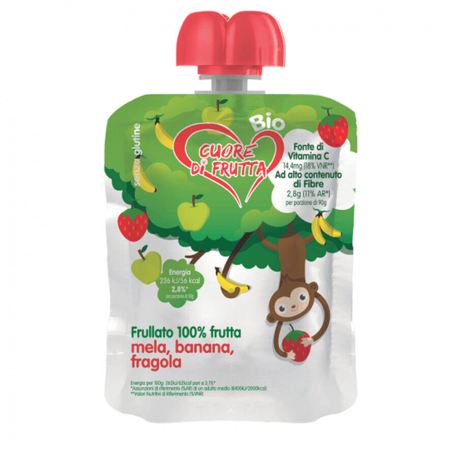 Smoothie apple, banana, organic strawberries, 90 g, Fruit Heart