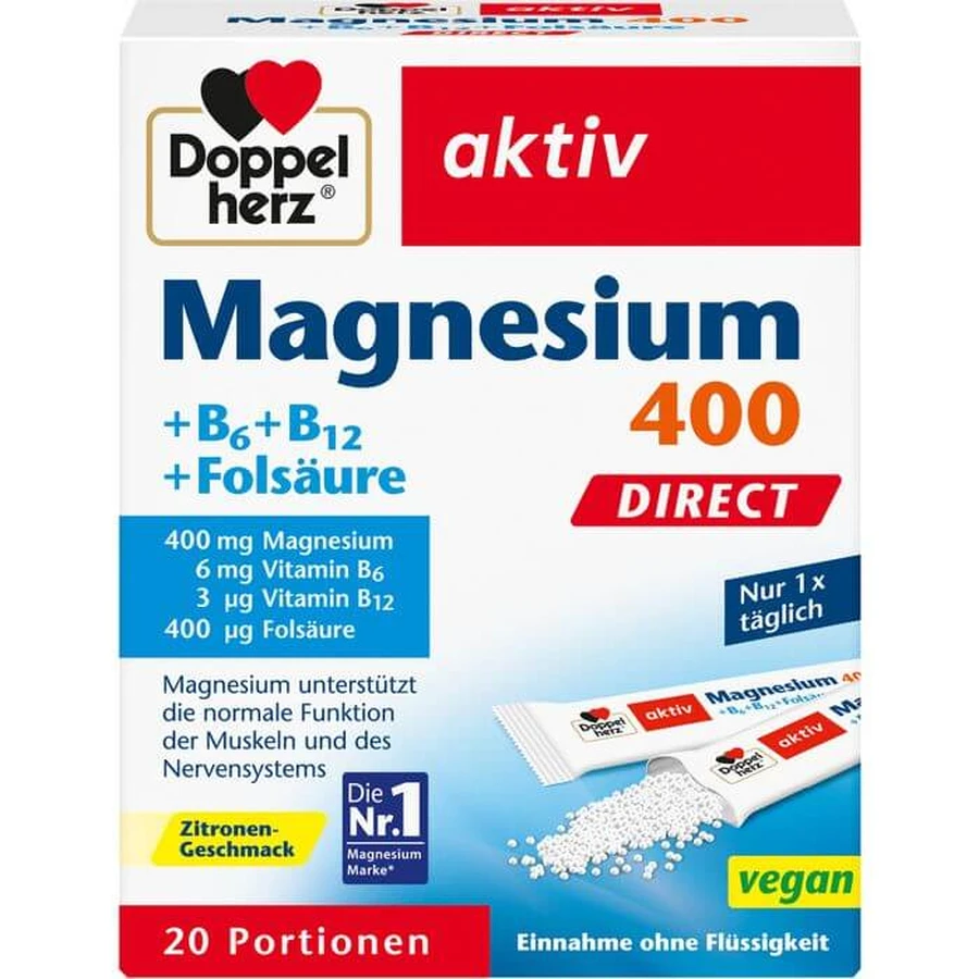 DOPPELHERZ Magnesium+B Vitamine DIRECT Pellets 20 St.