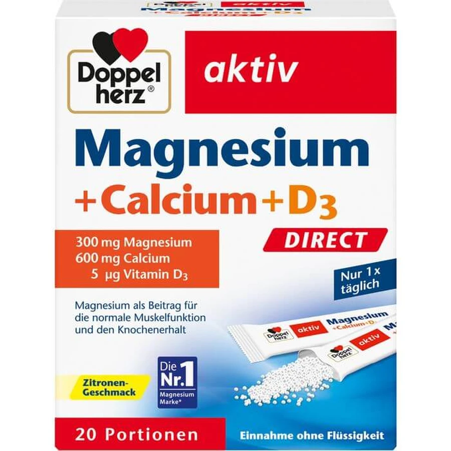 DOPPELHERZ Magnesium+Calcium+D3 DIRECT Pellets 20 stuks.