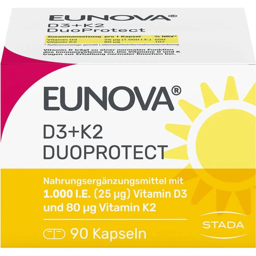 EUNOVA DuoProtect D3+K2 1000 U.I./80 µg cápsulas 90 unid.