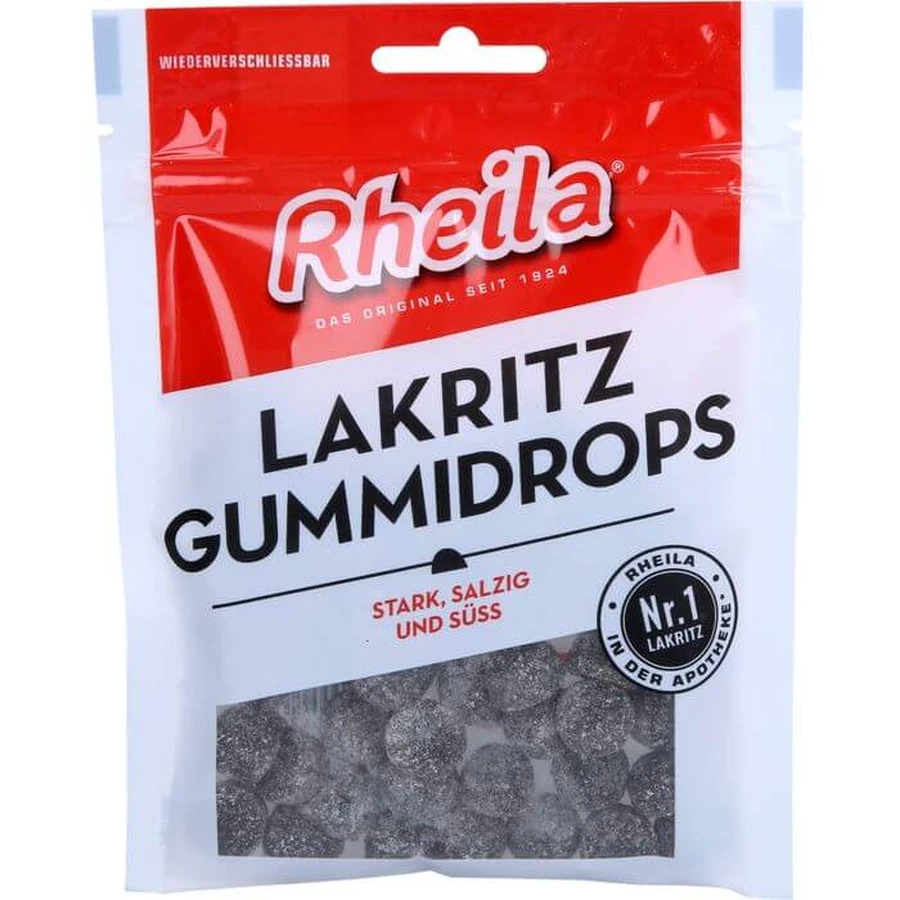 RHEILA Gotas de goma de regaliz con azúcar 90 g