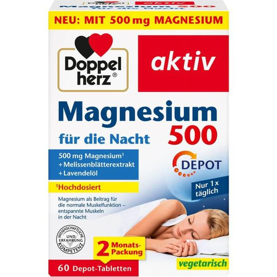 DOPPELHERZ Magnesium 500 für die Nacht Tabl. 60 St.