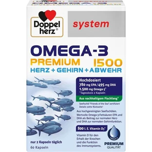 DOPPELHERZ Omega-3 Premium 1500 système Capsules 60 Capsules