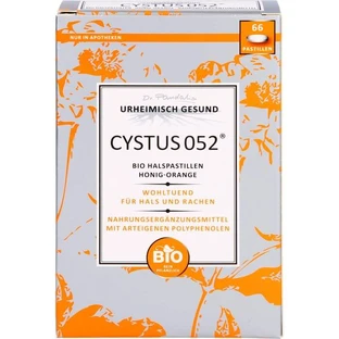 CYSTUS 052 Organic Keelpastilles Honing Sinaasappel 66 stuks.