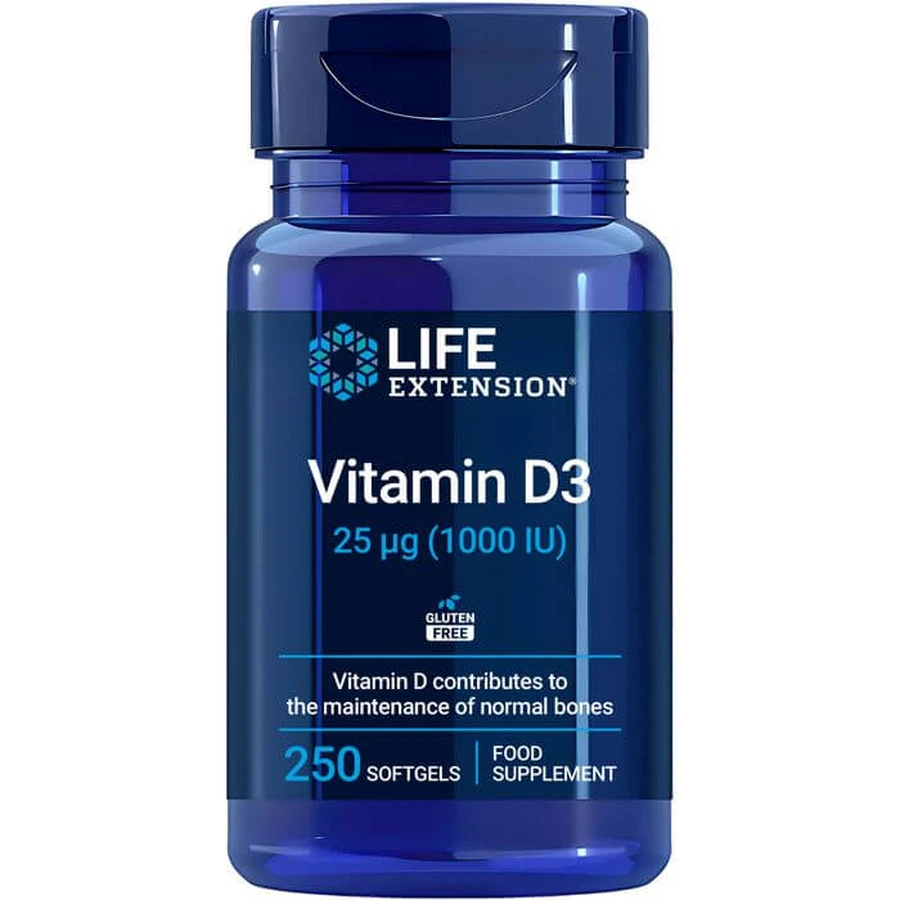 VITAMINE D3 25 µg 1000 U.I. capsules molles 250 pcs.
