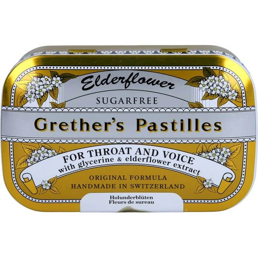 GRETHERS Pastillas de flor de saúco sin azúcar 110 g