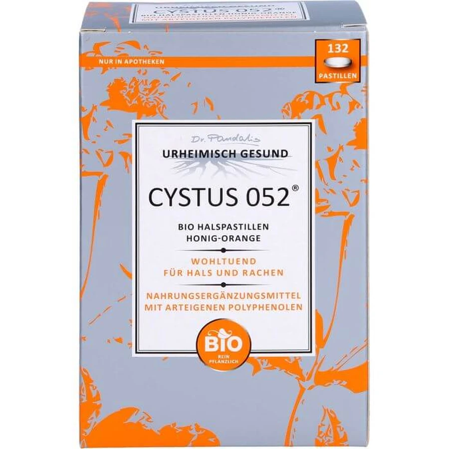 CYSTUS 052 Organic Throat Pastilles Honey Orange 132 pcs.