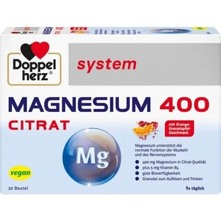 DOPPELHERZ Magnesium 400 Citrate system granules 20 pcs.