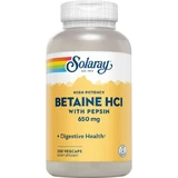 BETAÍNA HCL 650 mg+Pepsina Solaray Cápsulas 250 Cápsulas
