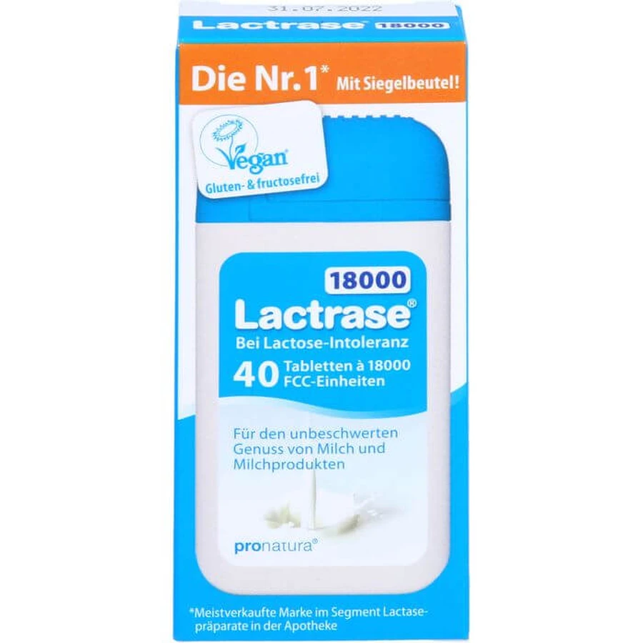 LACTRASE 18.000 FCC tabletten deelbaar in dispenser 40 stuks.