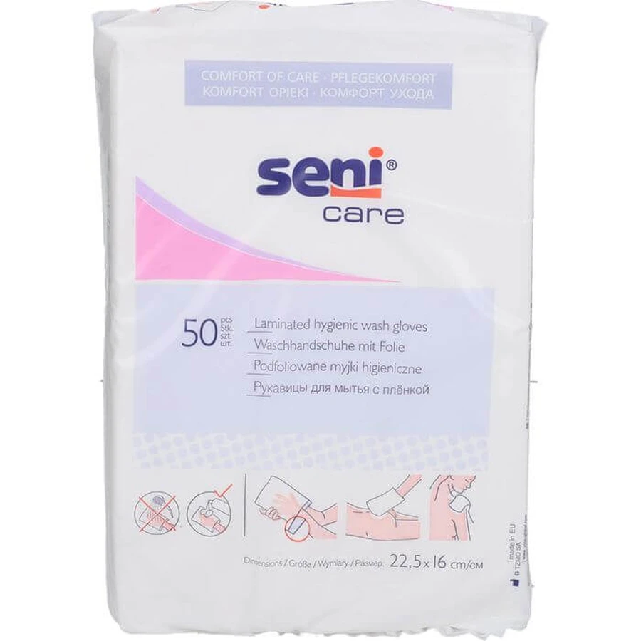 SENI Waschhandschuhe mit Folie 50 St.
