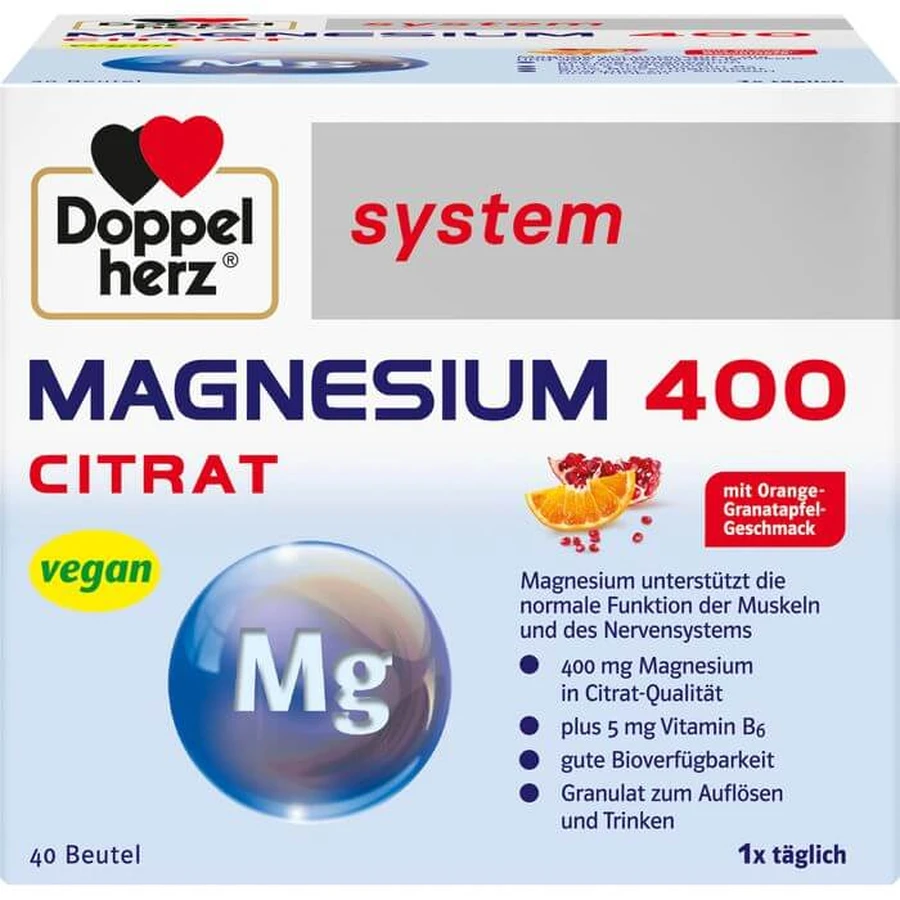 DOPPELHERZ Magnesium 400 Citrate system granules 40 pcs.