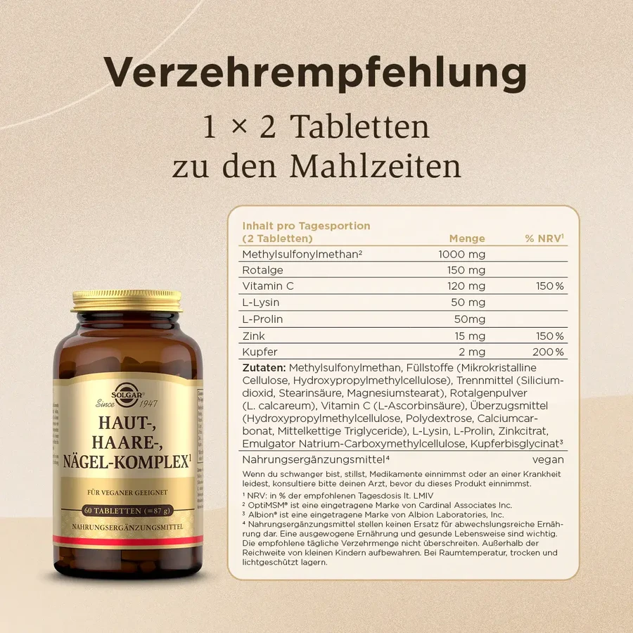 SOLGAR Huid, Haar en Nagels Complex Tabletten 120 Tabletten