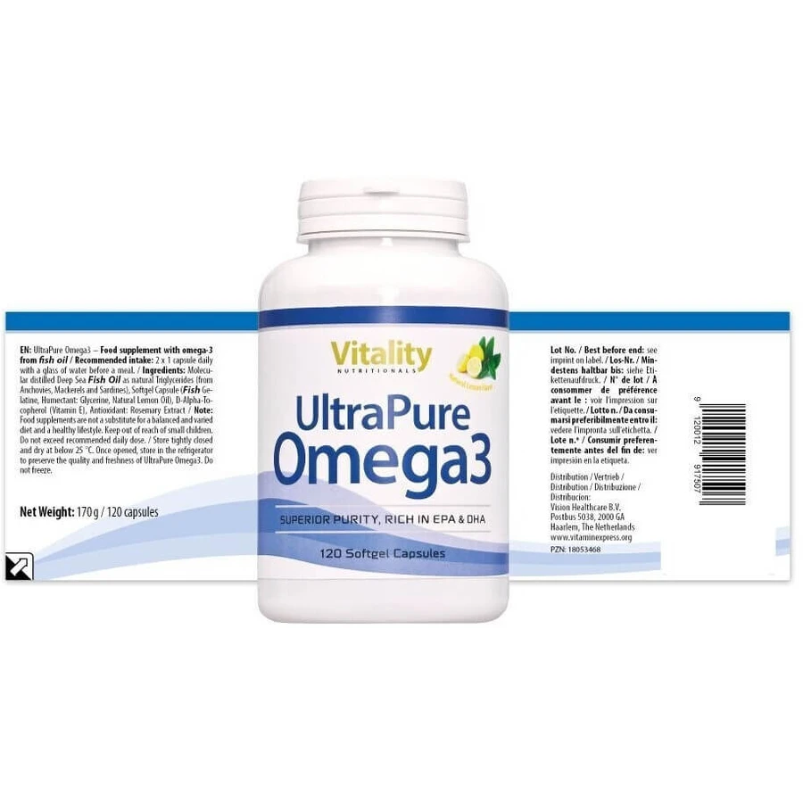 ULTRAPURE Omega-3 1000 mg cu 400 mg EPA+300 mg DHA 120 buc.