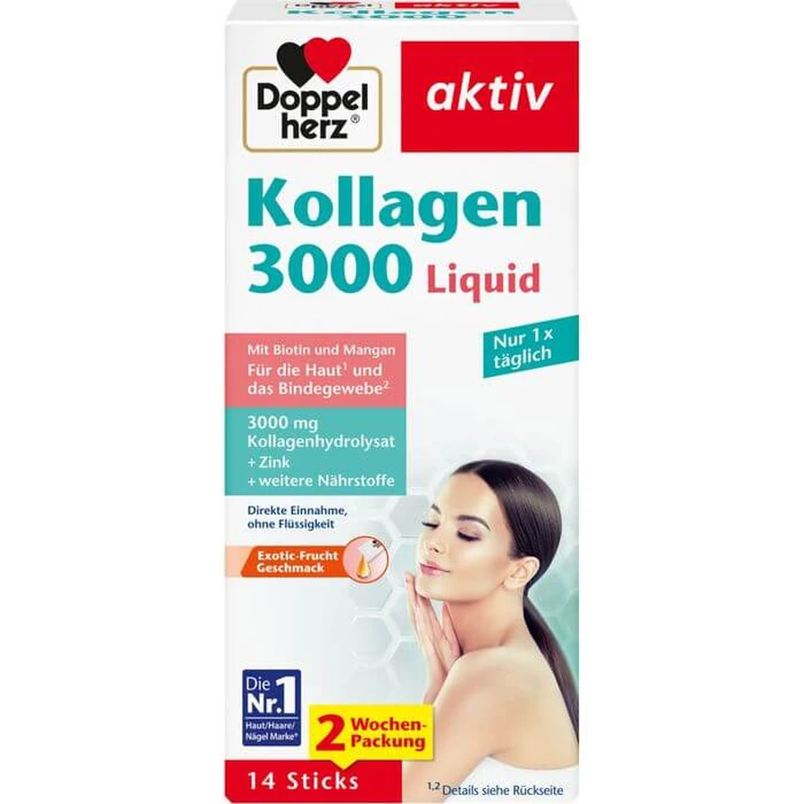 DOPPELHERZ Collageen 3000 Vloeibare Sticks 14 st.