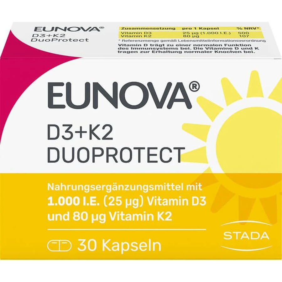 EUNOVA DuoProtect D3+K2 1000 I.E./80 µg Kapseln 30 St.