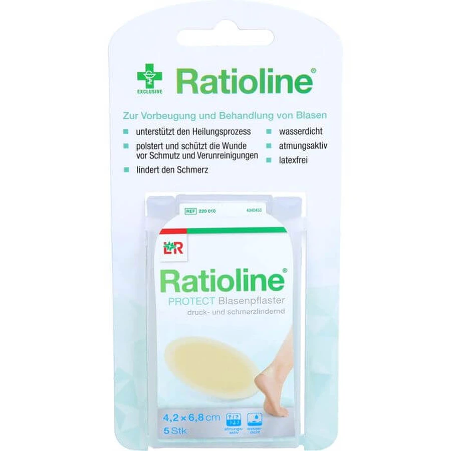 RATIOLINE protect esparadrapo ampollas 4,2x6,8 cm 5 uds.