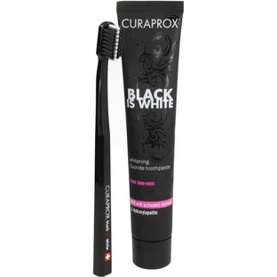 CURAPROX black is white Kohlezahnpasta und Bürste 1 St.