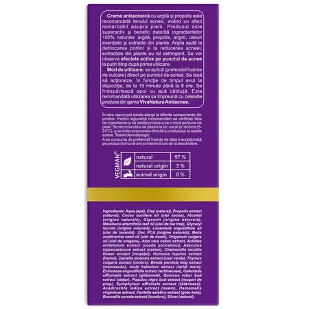 Crema antiacneica, 20 ml, VivaNatura
