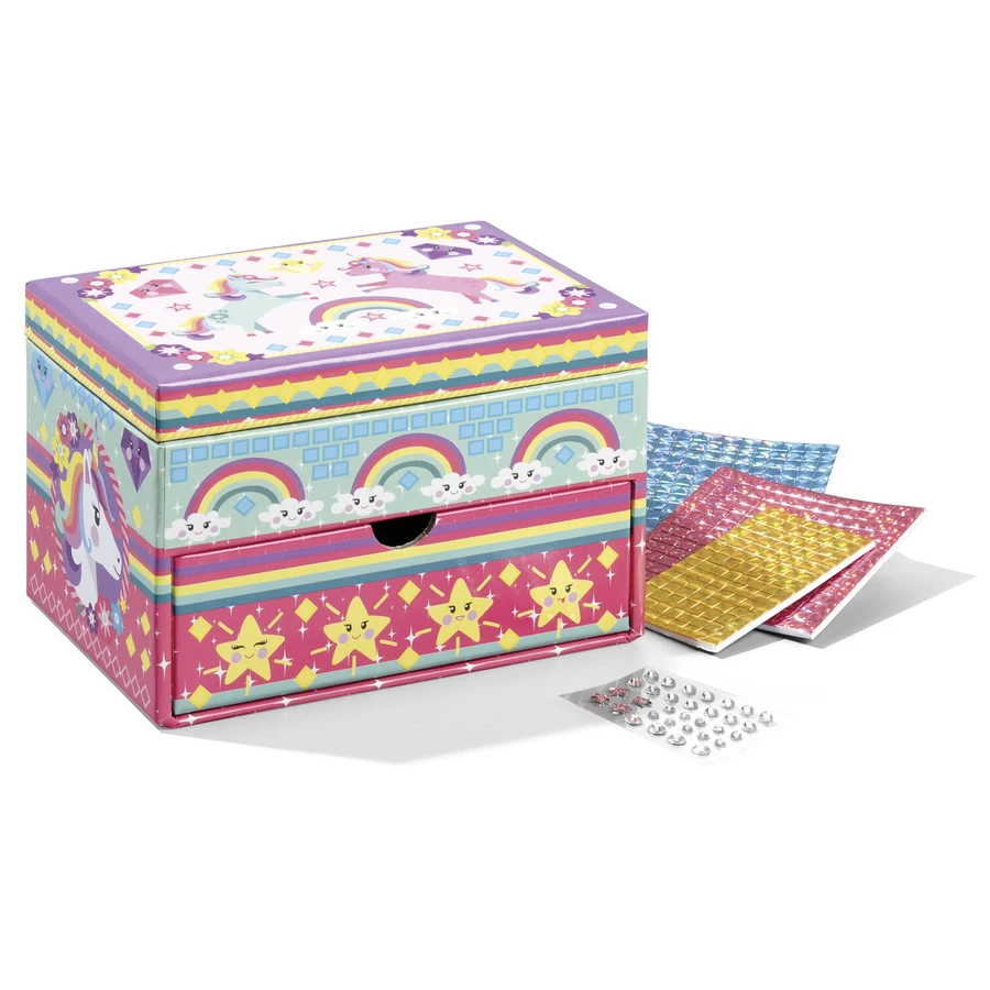 Set de bricolaje creativo Decora tu propio joyero con unicornios