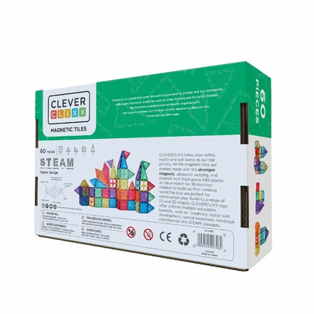 Set magnetic de construit Inventiv 60 piese, Cleverclixx