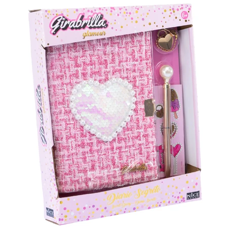Tweed Glamour Girabrilla Tweed Journal - dagboek met tweed kaft, pailletten en hangslot, inclusief pen
