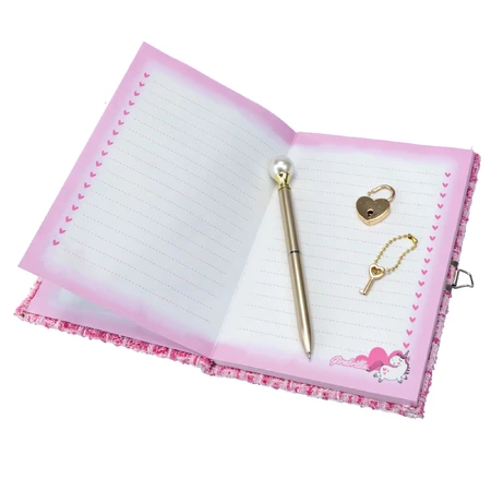 Tweed Glamour Girabrilla Tweed Journal - dagboek met tweed kaft, pailletten en hangslot, inclusief pen
