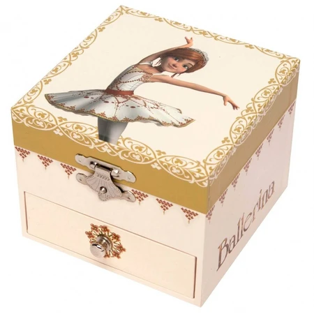 "Ballerina" kubusmuziekdoos met lade