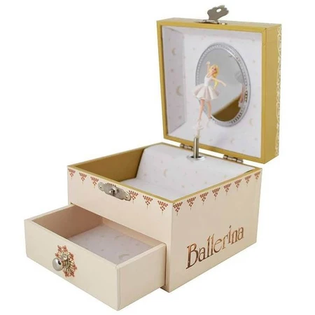 "Ballerina" kubusmuziekdoos met lade
