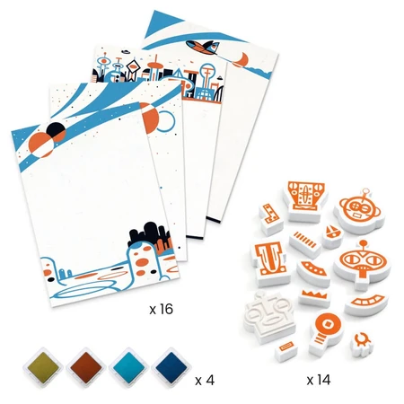 Creatief stempelspel spel Alien robots, Djeco