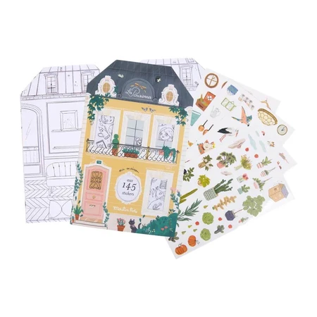 Libro para colorear con pegatinas Les Parisiennes, Moulin Roty