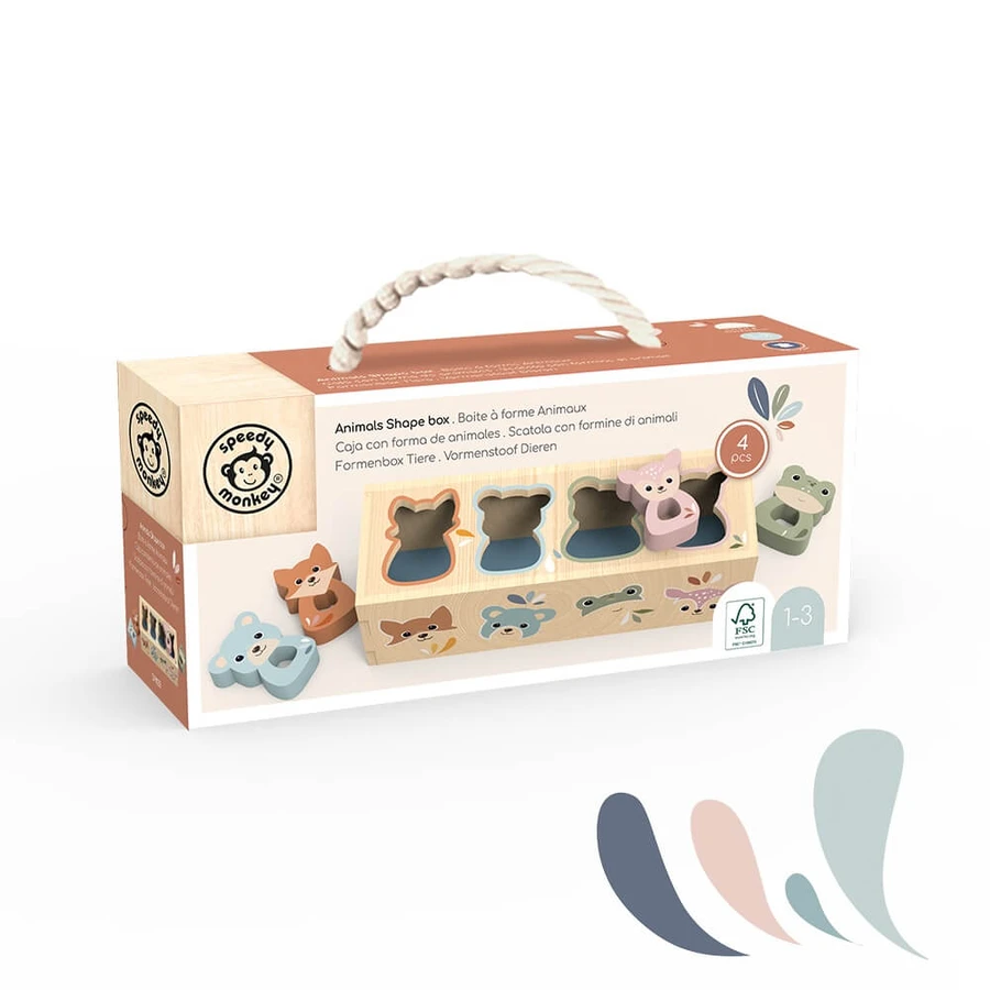 Speedy Monkey wooden animal shape sorting box