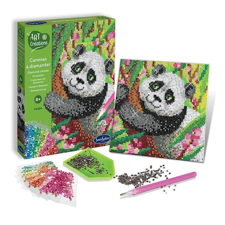 Creatief pakket diamanten/strass steentjes - Canvas Panda - Sentosfeer