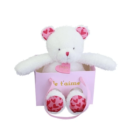 Miękki pluszowy miś "Kocham Cię" w torbie prezentowej - 25 cm: ceny i cechy