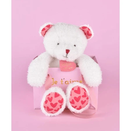 Miękki pluszowy miś "Kocham Cię" w torbie prezentowej - 25 cm: ceny i cechy