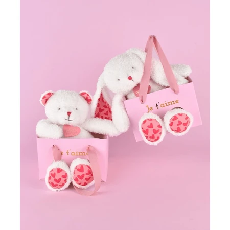 Miękki pluszowy miś "Kocham Cię" w torbie prezentowej - 25 cm: ceny i cechy