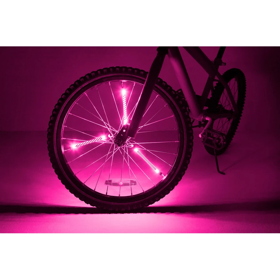 Lumières LED tubulaires SpinBrightz pour roues de vélo, rose