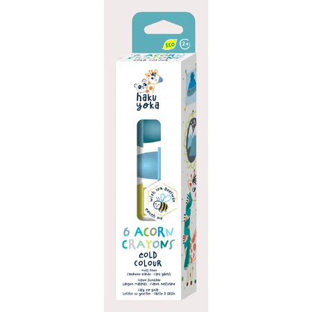 Set de 6 lápices de cera con forma de bellota, Haku Yoka - colores chulos