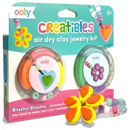 DIY sieradenpakket Creatibles Enchanted Flowers - luchtdroge plasticine - set van 6 kleuren en accessoires