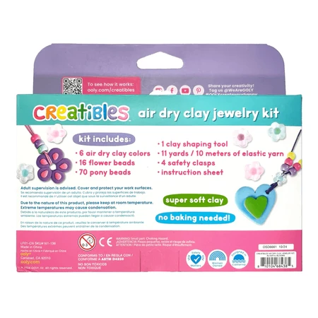 DIY sieradenpakket Creatibles Enchanted Flowers - luchtdroge plasticine - set van 6 kleuren en accessoires